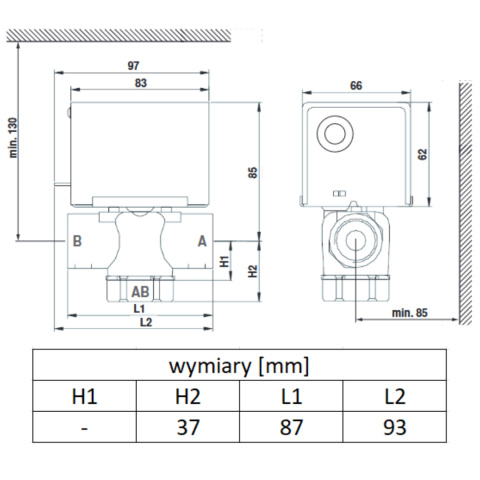 Zawór trójdrożny DN15 1/2'' z siłownikiem elektrycznym BELIMO Zawór trójdrożny DN15 1/2'' z siłownikiem elektrycznym BELIMO
