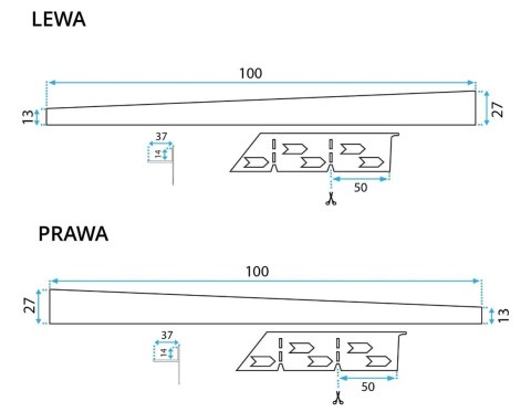 LISTWA SPADKOWA SZCZOTKOWANA 100 cm PRAWA