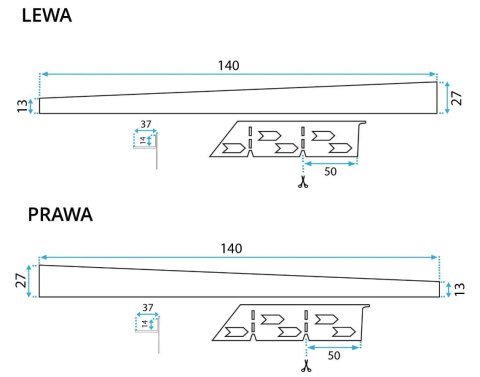 LISTWA SPADKOWA ZŁOTA 120 cm PRAWA LISTWA SPADKOWA ZŁOTA 120 cm PRAWA