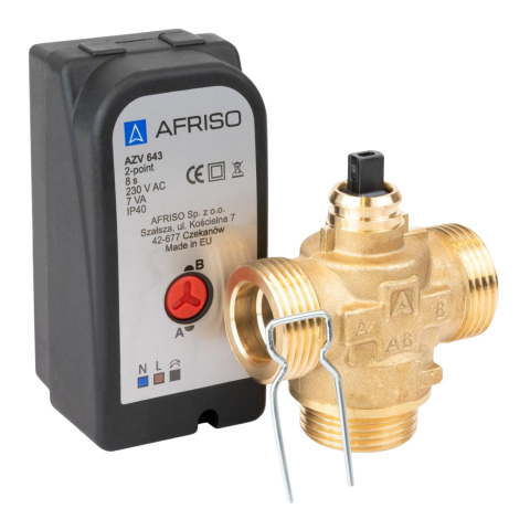 3-drogowy zawór strefowy AZV 643 DN20 G1'' Kvs 8 m3/h AFRISO 3-drogowy zawór strefowy AZV 643 DN20 G1'' Kvs 8 m3/h AFRISO