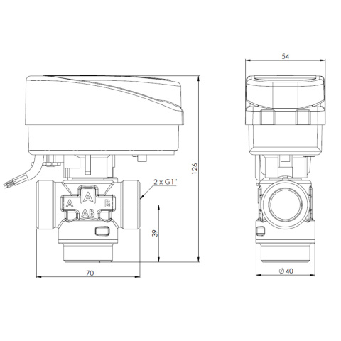 3-drogowy zawór strefowy AZV 643 DN20 G1'' Kvs 8 m3/h AFRISO 3-drogowy zawór strefowy AZV 643 DN20 G1'' Kvs 8 m3/h AFRISO