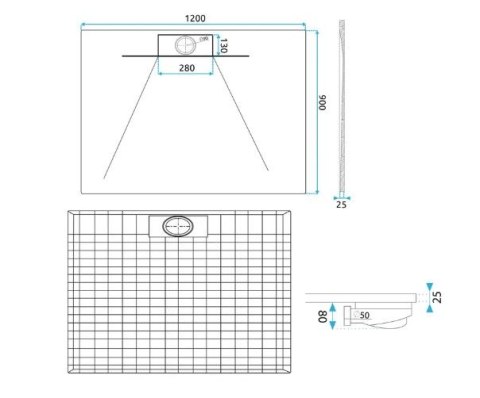BRODZIK BAZALT LONG WHITE 80x100 BRODZIK BAZALT LONG WHITE 80x100