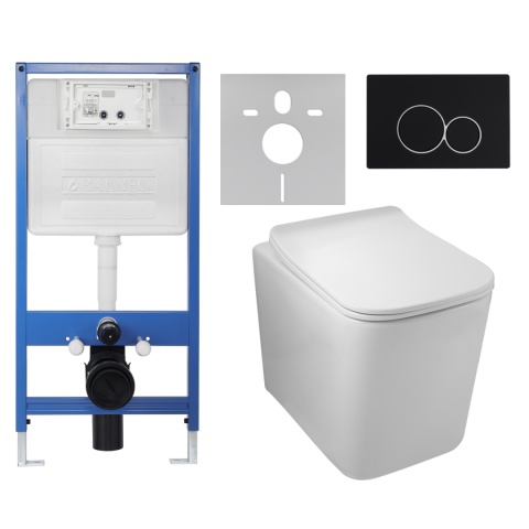 Zestaw podtynkowy WC stelaż Fix Frame Slim z białą miską WC Luga i przyciskiem spłukującym Exo biały Zestaw podtynkowy WC stelaż Fix Frame Slim z białą miską WC Luga i przyciskiem spłukującym Exo biały