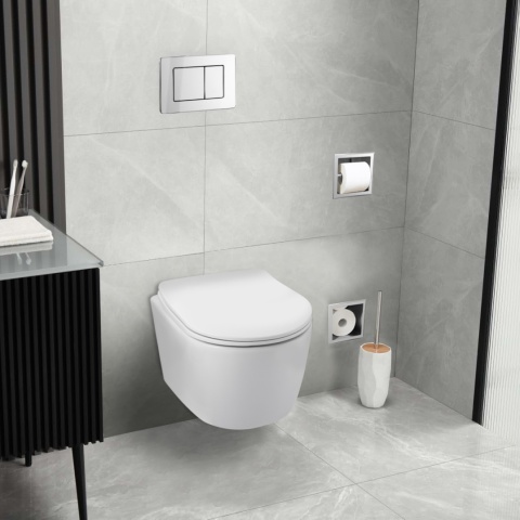 Zestaw podtynkowy WC stelaż Fix Frame Standard z białą miską WC Luxa i przyciskiem spłukującym Axo chrom Zestaw podtynkowy WC stelaż Fix Frame Standard z białą miską WC Luxa i przyciskiem spłukującym Axo chrom