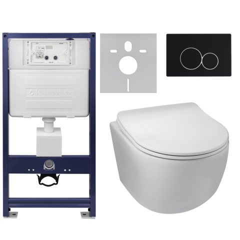 Zestaw podtynkowy WC stelaż Fix Frame Standard z białą miską WC Luna i przyciskiem spłukującym Lxo biały Zestaw podtynkowy WC stelaż Fix Frame Standard z białą miską WC Luna i przyciskiem spłukującym Lxo biały