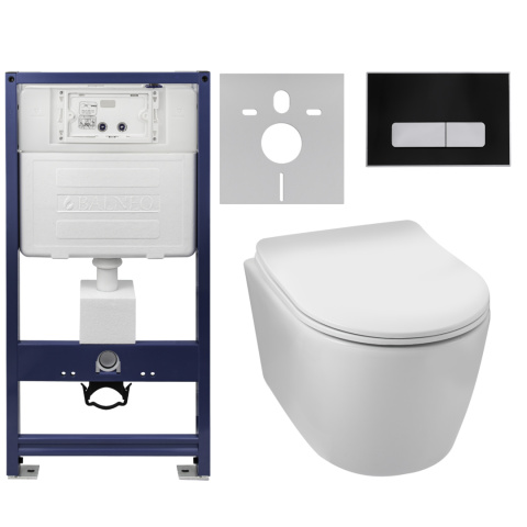Zestaw podtynkowy WC stelaż Fix Frame Standard z białą miską WC Luxa i przyciskiem spłukującym Ixo Czarny Zestaw podtynkowy WC stelaż Fix Frame Standard z białą miską WC Luxa i przyciskiem spłukującym Ixo Czarny