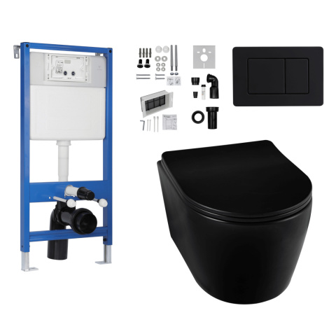 Zestaw podtynkowy WC stelaż Fix Frame Standard z czarną miską WC Luxa i przyciskiem spłukującym AXO Zestaw podtynkowy WC stelaż Fix Frame Standard z czarną miską WC Luxa i przyciskiem spłukującym AXO