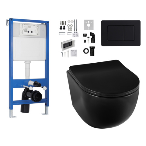 Zestaw podtynkowy WC stelaż Fix Frame Standard z czarną miską WC Luna i przyciskiem spłukującym AXO Zestaw podtynkowy WC stelaż Fix Frame Standard z czarną miską WC Luna i przyciskiem spłukującym AXO