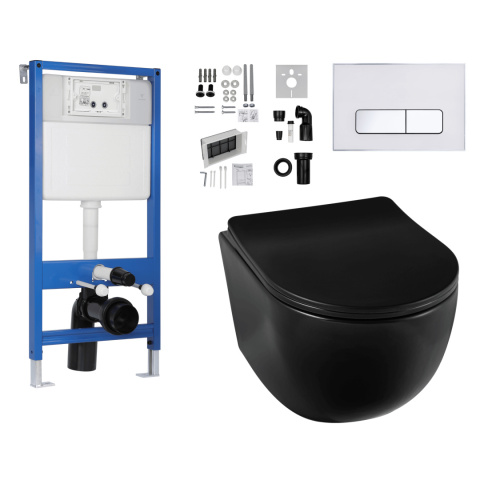 Zestaw podtynkowy WC stelaż Fix Frame Standard z czarną miską WC Luna i przyciskiem spłukującym IXO Zestaw podtynkowy WC stelaż Fix Frame Standard z czarną miską WC Luna i przyciskiem spłukującym IXO
