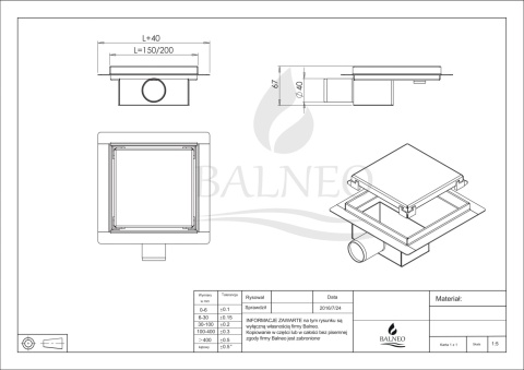 SQ-Drain 2w1 Odpływ kwadratowy 15x15 cm dwustronny chrom SQ-Drain 2w1 Odpływ kwadratowy 15x15 cm dwustronny chrom