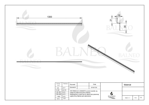 Listwa spadkowa podłogowa czołowa 130 cm czarna Listwa spadkowa podłogowa czołowa 130 cm czarna