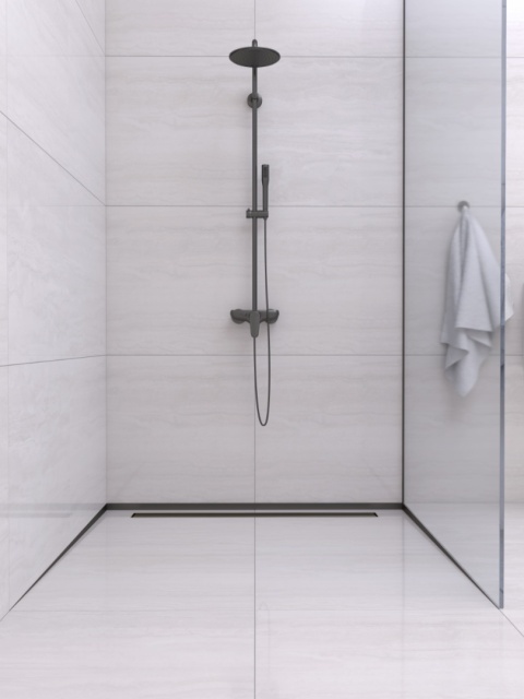 Listwa spadkowa podłogowa czołowa 130 cm czarna Listwa spadkowa podłogowa czołowa 130 cm czarna