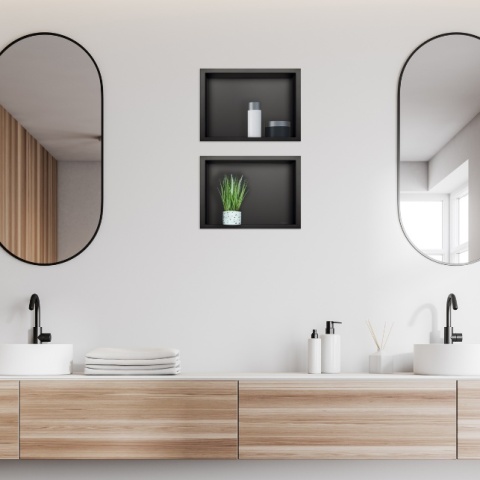 WALL-BOX ONE Black Półka wnękowa ze stali nierdzewnej czarna 30x20x10 cm WALL-BOX ONE Black Półka wnękowa ze stali nierdzewnej czarna 30x20x10 cm
