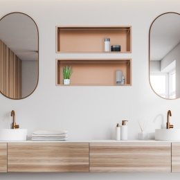 WALL-BOX ONE Copper Półka wnękowa ze stali nierdzewnej miedziana 60x20x10 cm