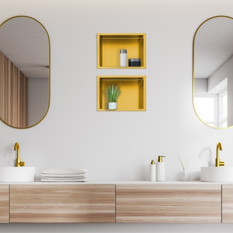 WALL-BOX ONE Gold Półka wnękowa ze stali nierdzewnej złota 30x20x10 cm WALL-BOX ONE Gold Półka wnękowa ze stali nierdzewnej złota 30x20x10 cm