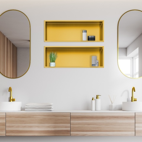 WALL-BOX ONE Gold Półka wnękowa ze stali nierdzewnej złota 60x20x10 cm WALL-BOX ONE Gold Półka wnękowa ze stali nierdzewnej złota 60x20x10 cm