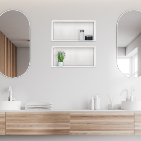 WALL-BOX ONE White Półka wnękowa ze stali nierdzewnej biała 45x20x10 cm WALL-BOX ONE White Półka wnękowa ze stali nierdzewnej biała 45x20x10 cm