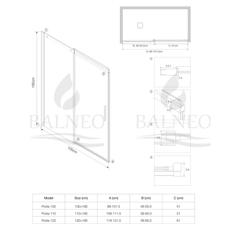 Drzwi prysznicowe rozsuwane Porta - CHROME 100 cm Drzwi prysznicowe rozsuwane Porta - CHROME 100 cm