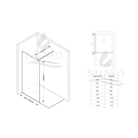 Ścianka prysznicowa Beira 100 x 200 cm transparentna 8 mm złota Ścianka prysznicowa Beira 100 x 200 cm transparentna 8 mm złota
