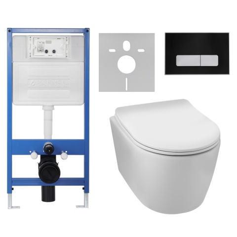 Zestaw podtynkowy WC stelaż Fix Frame Slim z białą miską WC Luxa i przyciskiem spłukującym Ixo biały Zestaw podtynkowy WC stelaż Fix Frame Slim z białą miską WC Luxa i przyciskiem spłukującym Ixo biały