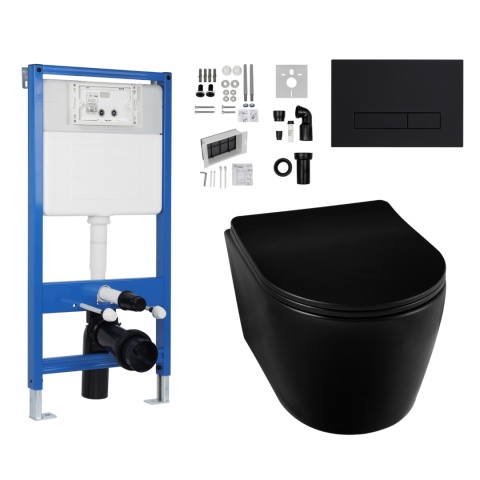 Zestaw podtynkowy WC stelaż Fix Frame Slim z czarną miską WC Luxa i przyciskiem spłukującym Exo/Lxo Zestaw podtynkowy WC stelaż Fix Frame Slim z czarną miską WC Luxa i przyciskiem spłukującym Exo/Lxo