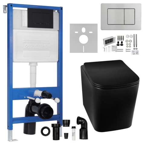 Zestaw podtynkowy WC stelaż Fix Frame Slim z czarną miską WC Luga i przyciskiem spłukującym Axo Zestaw podtynkowy WC stelaż Fix Frame Slim z czarną miską WC Luga i przyciskiem spłukującym Axo