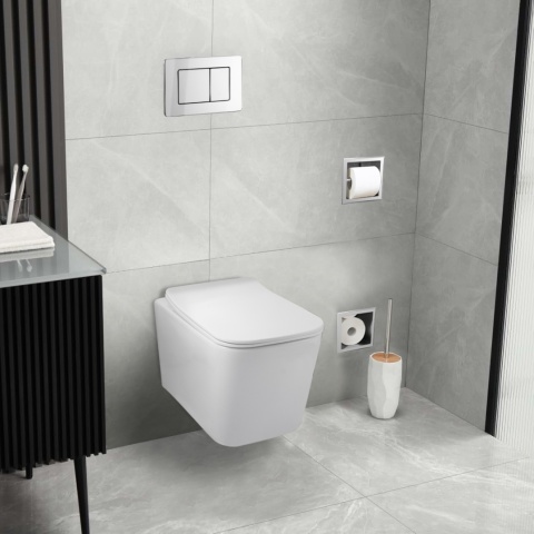 Zestaw podtynkowy WC stelaż Fix Frame Standard z białą miską WC Luga i przyciskiem spłukującym Axo chrom Zestaw podtynkowy WC stelaż Fix Frame Standard z białą miską WC Luga i przyciskiem spłukującym Axo chrom
