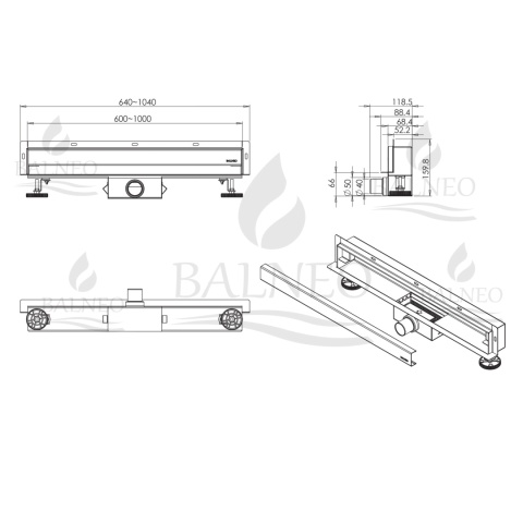 W-Drain NEXT 2w1 Odpływ liniowy ścienny 60 cm dwustronny czarny W-Drain NEXT 2w1 Odpływ liniowy ścienny 60 cm dwustronny czarny