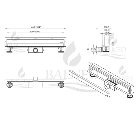 W-Drain NEXT 2w1 Odpływ liniowy ścienny 70 cm dwustronny czarny W-Drain NEXT 2w1 Odpływ liniowy ścienny 70 cm dwustronny czarny