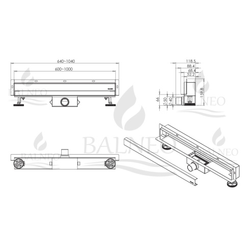 W-Drain NEXT 2w1 Odpływ liniowy ścienny 70 cm dwustronny złoty W-Drain NEXT 2w1 Odpływ liniowy ścienny 70 cm dwustronny złoty