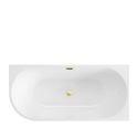 Wanna wolnostojąca narożna lewa AVOLA z pokrywką MIRROR GOLD - 160 x 80 cm