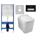 Zestaw podtynkowy WC stelaż Fix Frame Slim z białą miską WC Luga i przyciskiem spłukującym Ixo biały