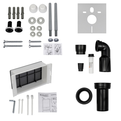 Zestaw podtynkowy WC stelaż Fix Frame Slim z białą miską WC Luga i przyciskiem spłukującym Ixo biały