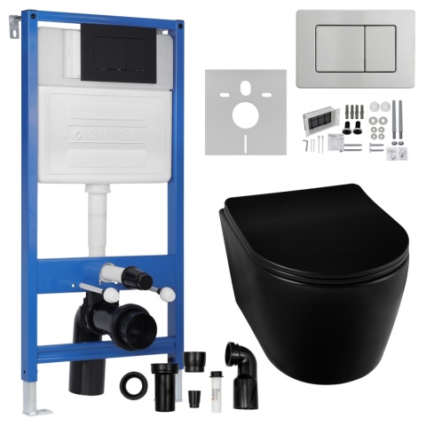 Zestaw podtynkowy WC stelaż Fix Frame Slim z czarną miską WC Luxa i przyciskiem spłukującym AXO Zestaw podtynkowy WC stelaż Fix Frame Slim z czarną miską WC Luxa i przyciskiem spłukującym AXO