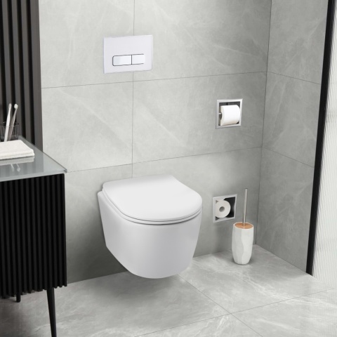 Zestaw podtynkowy WC stelaż Fix Frame Standard z białą miską WC Luxa i przyciskiem spłukującym Ixo Czarny Zestaw podtynkowy WC stelaż Fix Frame Standard z białą miską WC Luxa i przyciskiem spłukującym Ixo Czarny