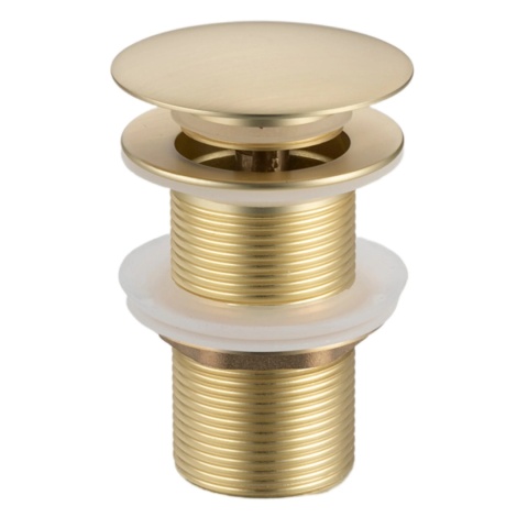 Korek umywalkowy mosiężny Klik Klak model A bez przelewu - Brushed Gold Korek umywalkowy mosiężny Klik Klak model A bez przelewu - Brushed Gold