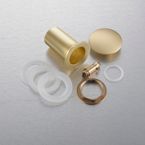 Korek umywalkowy mosiężny Klik Klak model A bez przelewu - Brushed Gold Korek umywalkowy mosiężny Klik Klak model A bez przelewu - Brushed Gold