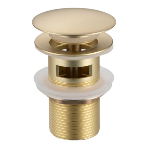Korek umywalkowy mosiężny Klik Klak model A z przelewem - Brushed Gold Korek umywalkowy mosiężny Klik Klak model A z przelewem - Brushed Gold