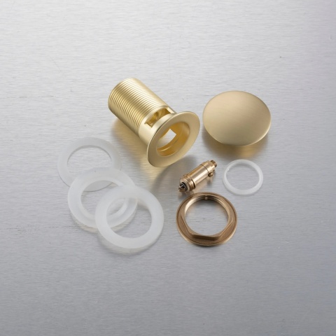 Korek umywalkowy mosiężny Klik Klak model A z przelewem - Brushed Gold Korek umywalkowy mosiężny Klik Klak model A z przelewem - Brushed Gold