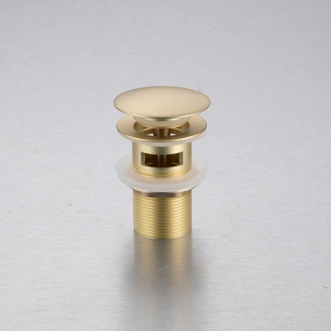 Korek umywalkowy mosiężny Klik Klak model A z przelewem - Brushed Gold Korek umywalkowy mosiężny Klik Klak model A z przelewem - Brushed Gold
