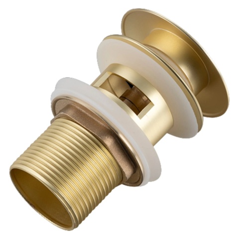 Korek umywalkowy mosiężny Klik Klak model A z przelewem - Brushed Gold Korek umywalkowy mosiężny Klik Klak model A z przelewem - Brushed Gold