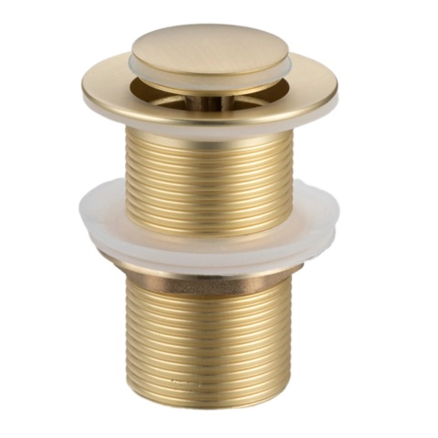 Korek umywalkowy mosiężny Klik Klak model B bez przelewu - Brushed Gold Korek umywalkowy mosiężny Klik Klak model B bez przelewu - Brushed Gold