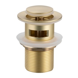 Korek umywalkowy mosiężny Klik Klak model B z przelewem - Brushed Gold