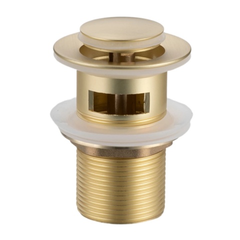 Korek umywalkowy mosiężny Klik Klak model B z przelewem - Brushed Gold