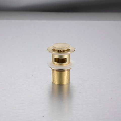 Korek umywalkowy mosiężny Klik Klak model B z przelewem - Brushed Gold Korek umywalkowy mosiężny Klik Klak model B z przelewem - Brushed Gold