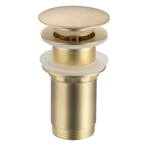 Korek umywalkowy mosiężny Klik Klak model C bez przelewu - Brushed Gold Korek umywalkowy mosiężny Klik Klak model C bez przelewu - Brushed Gold