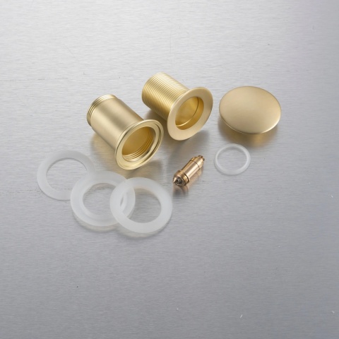 Korek umywalkowy mosiężny Klik Klak model C bez przelewu - Brushed Gold Korek umywalkowy mosiężny Klik Klak model C bez przelewu - Brushed Gold