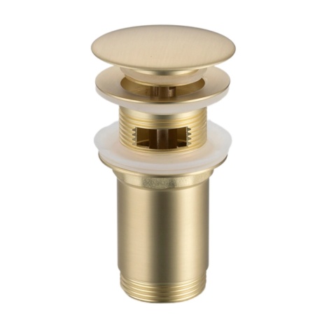Korek umywalkowy mosiężny Klik Klak model C z przelewem - Brushed Gold Korek umywalkowy mosiężny Klik Klak model C z przelewem - Brushed Gold
