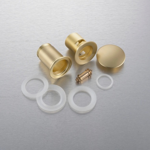 Korek umywalkowy mosiężny Klik Klak model C z przelewem - Brushed Gold Korek umywalkowy mosiężny Klik Klak model C z przelewem - Brushed Gold