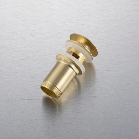 Korek umywalkowy mosiężny Klik Klak model C z przelewem - Brushed Gold Korek umywalkowy mosiężny Klik Klak model C z przelewem - Brushed Gold